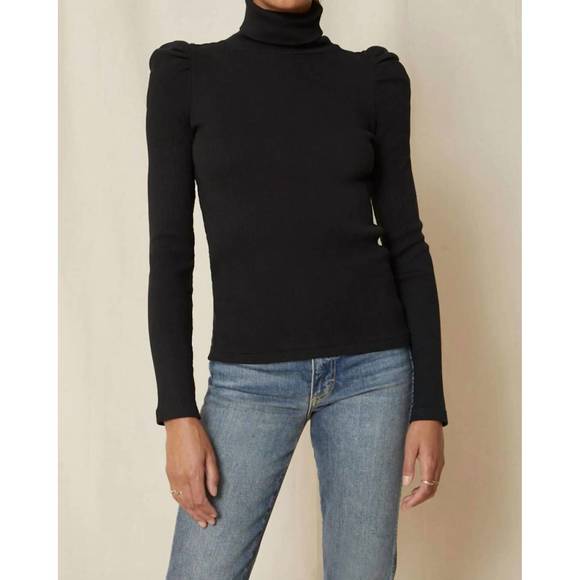 AMO Sweaters New Amo Puff Sleeve Turtle Neck In Black Poshmark